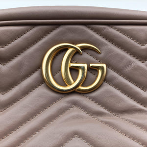 Pre-owned Gucci GG Marmont beige Leather 447632 shoulderbag | stylenewstar