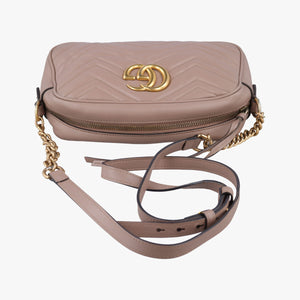 Pre-owned Gucci GG Marmont beige Leather 447632 shoulderbag | stylenewstar