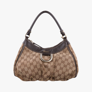Pre-owned Gucci Abbey D-ring Hobo Brown Leather×canvas 190525 shoulderbag | stylenewstar