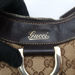 Pre-owned Gucci Abbey D-ring Hobo Brown Leather×canvas 190525 shoulderbag | stylenewstar