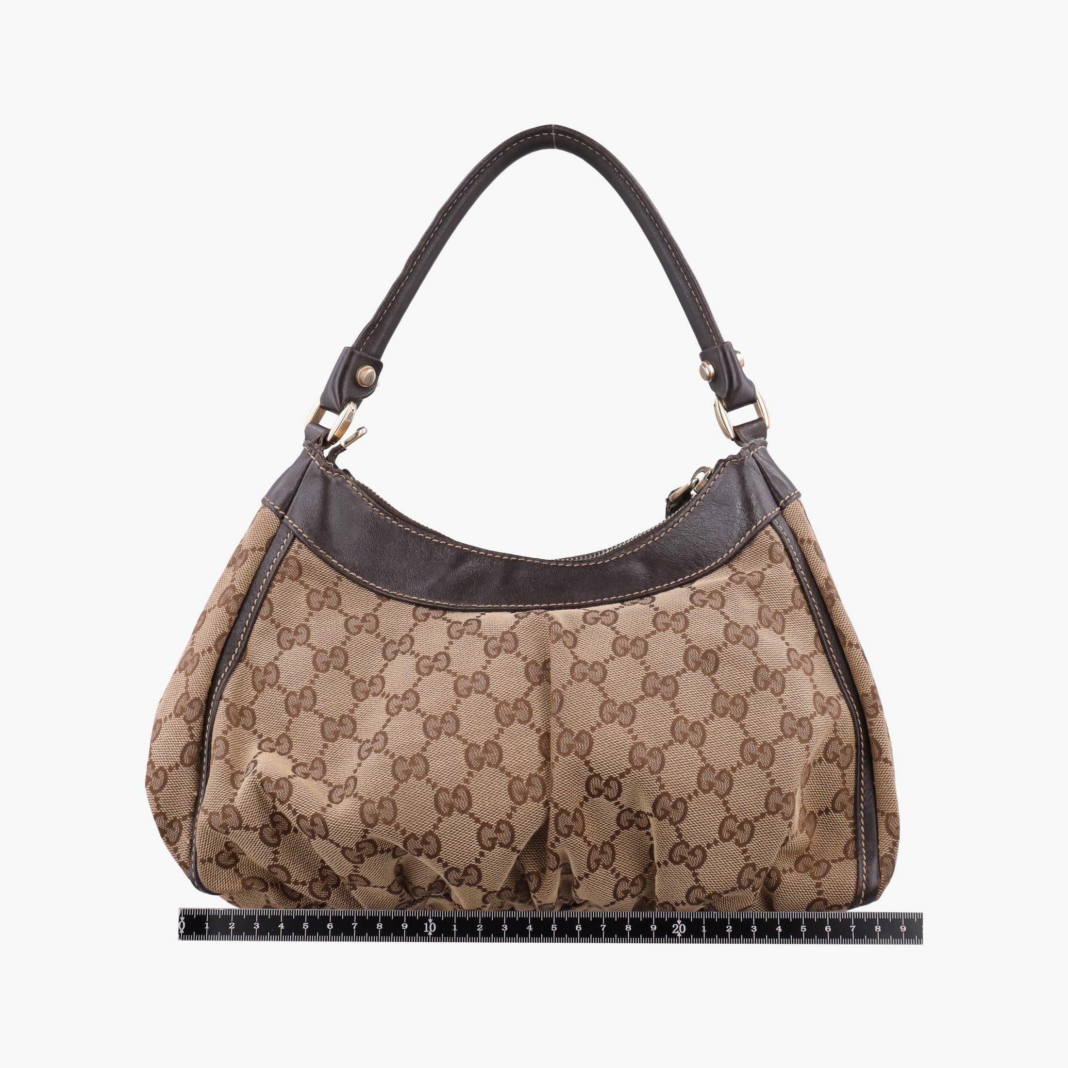 Pre-owned Gucci Abbey D-ring Hobo Brown Leather×canvas 190525 shoulderbag | stylenewstar