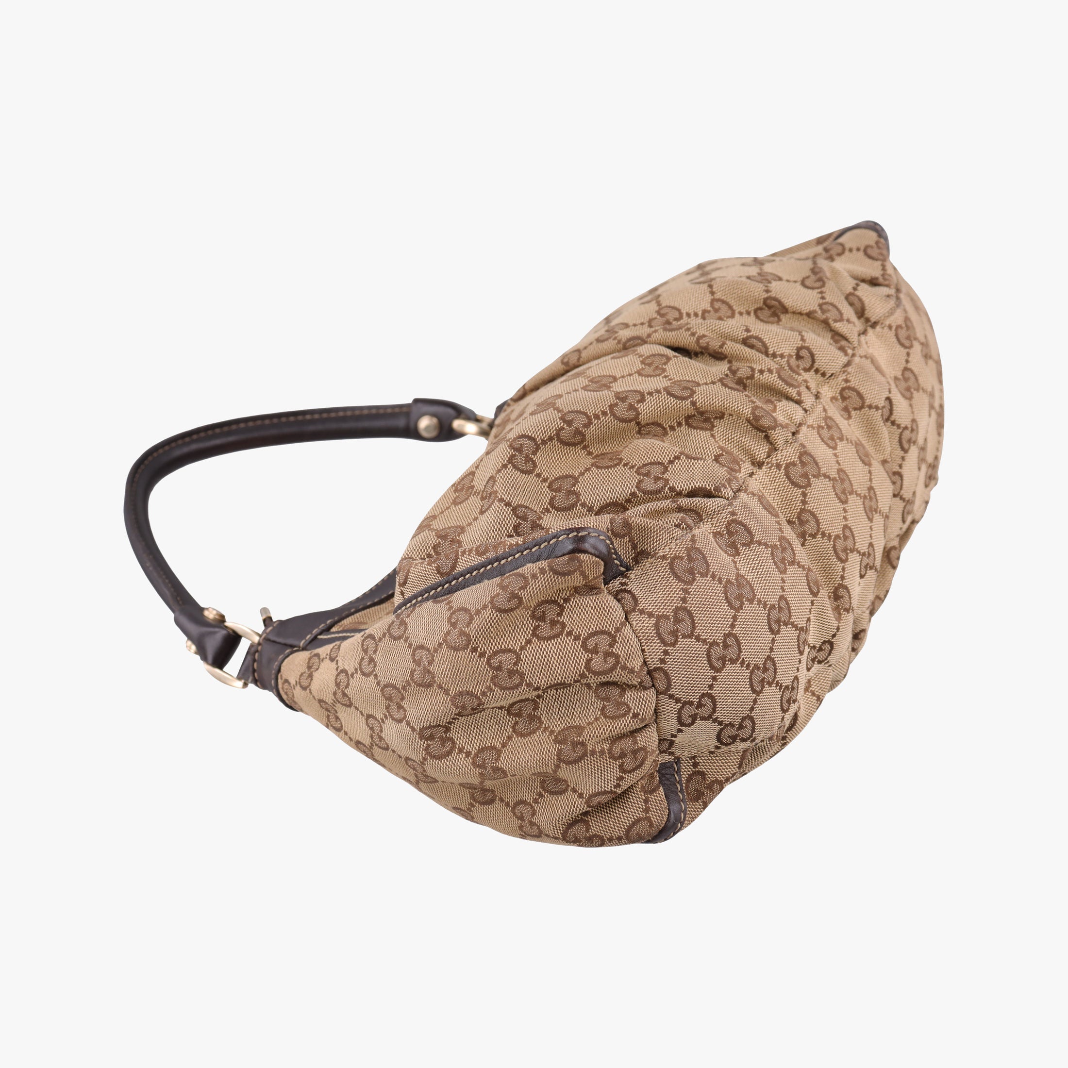 Pre-owned Gucci Abbey D-ring Hobo Brown Leather×canvas 190525 shoulderbag | stylenewstar