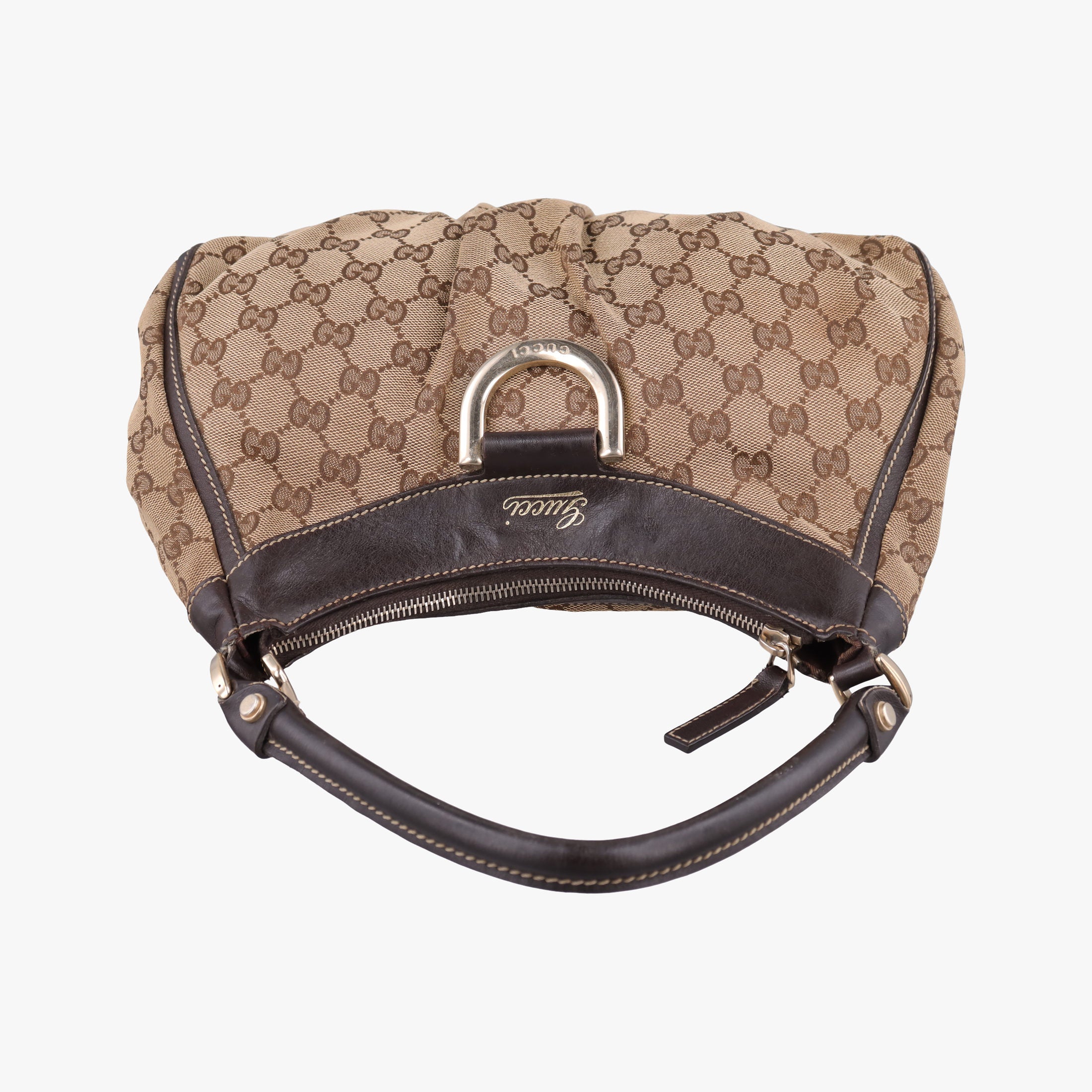 Pre-owned Gucci Abbey D-ring Hobo Brown Leather×canvas 190525 shoulderbag | stylenewstar