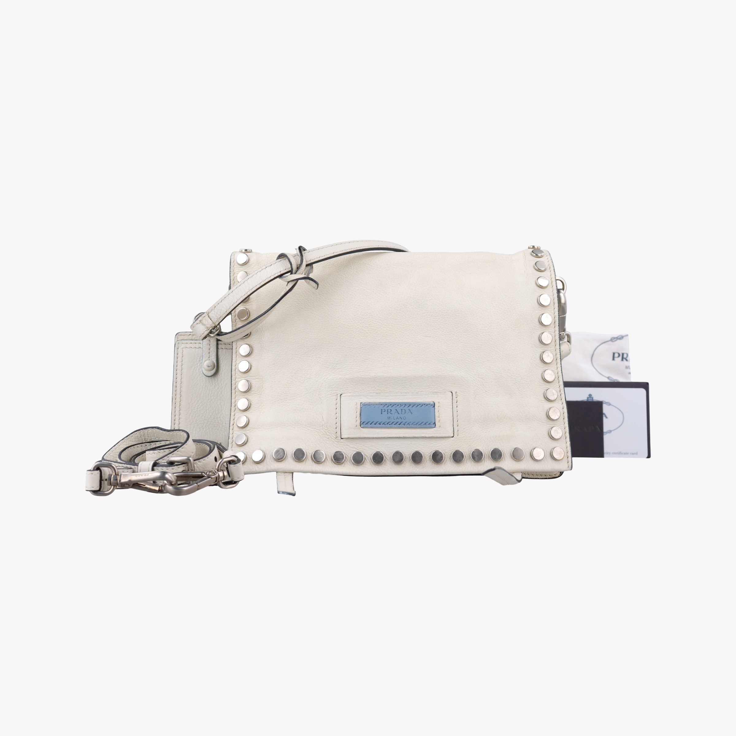 Vintage Prada Etiquette White Leather 1BD082 shoulderbag | stylenewstar
