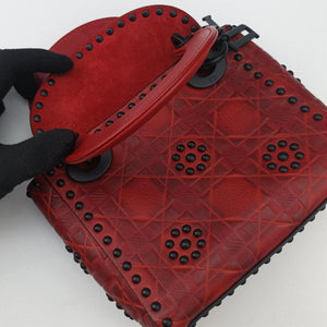 Pre-owned Christian Dior Lady Dior Red Leather  shoulderbag | stylenewstar