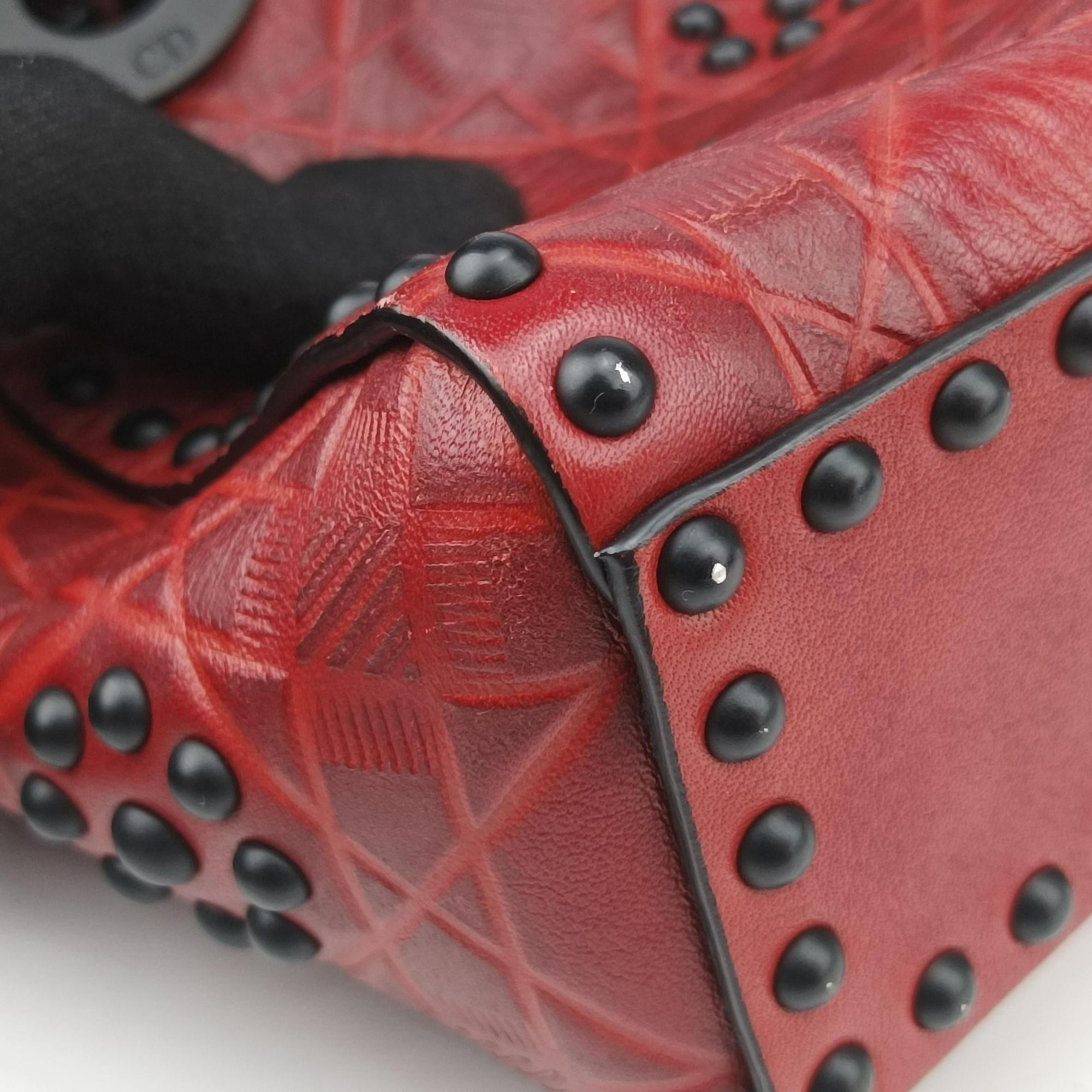 Pre-owned Christian Dior Lady Dior Red Leather  shoulderbag | stylenewstar
