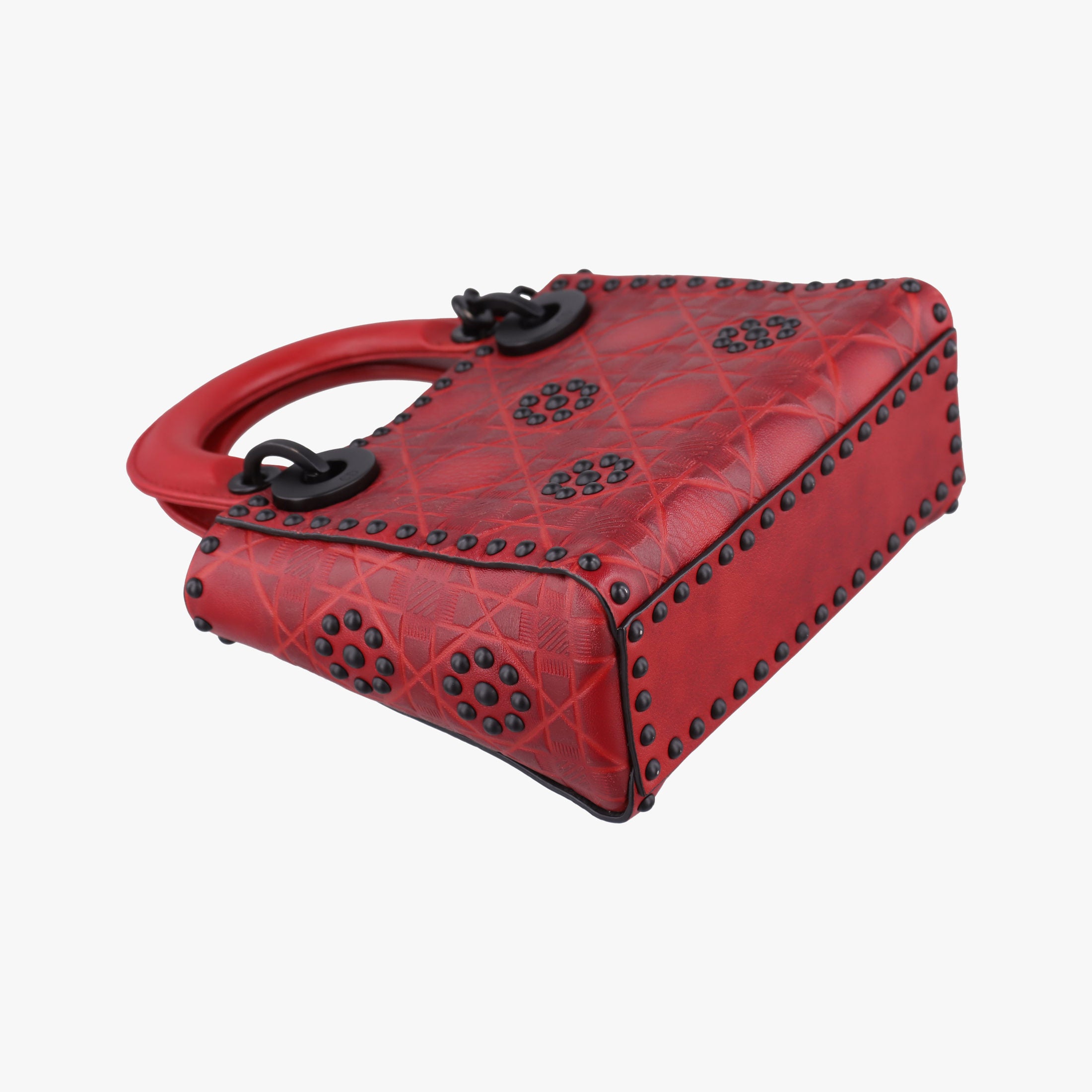 Pre-owned Christian Dior Lady Dior Red Leather  shoulderbag | stylenewstar