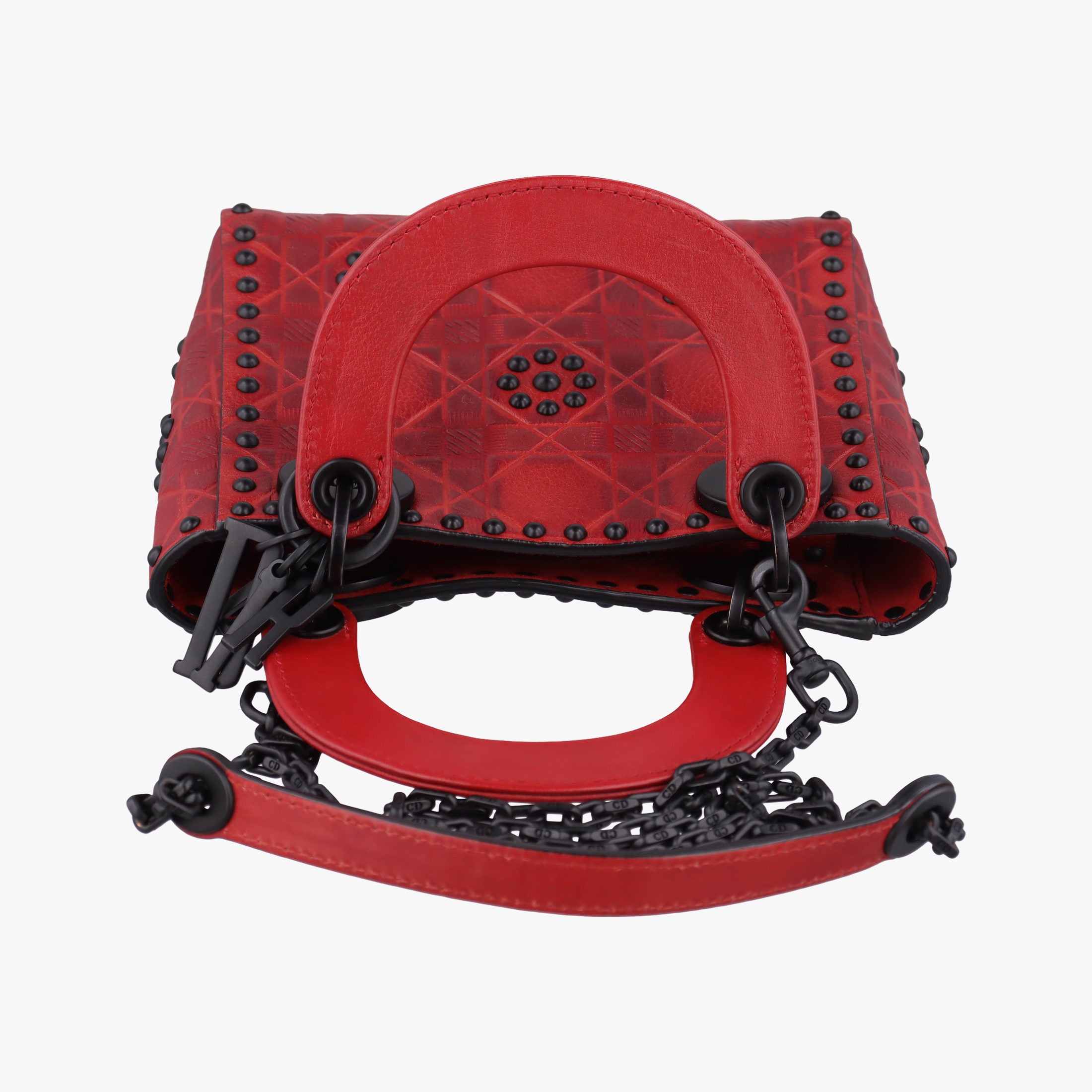 Pre-owned Christian Dior Lady Dior Red Leather  shoulderbag | stylenewstar