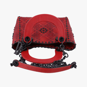 Pre-owned Christian Dior Lady Dior Red Leather  shoulderbag | stylenewstar