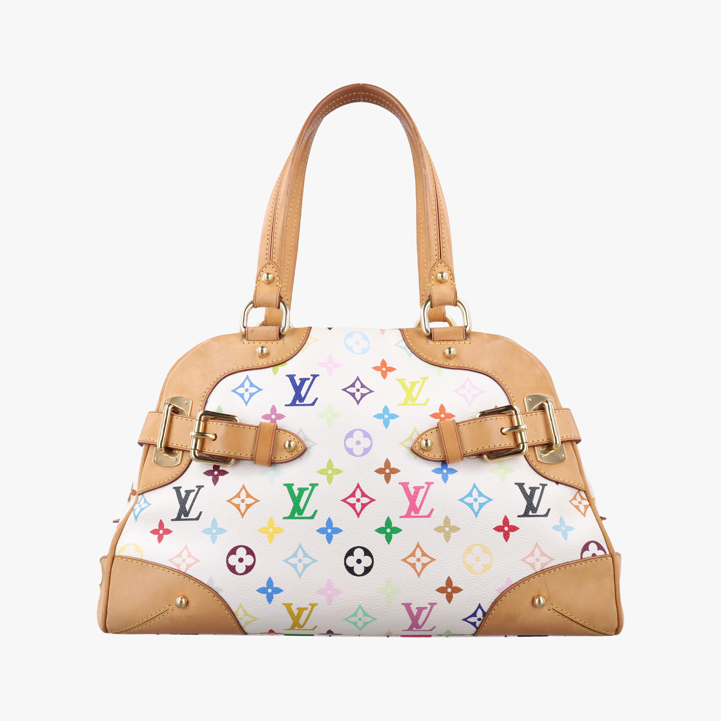 Pre-owned Louis Vuitton CLAUDIA white Monogram Multicolor M40193 handbag | stylenewstar