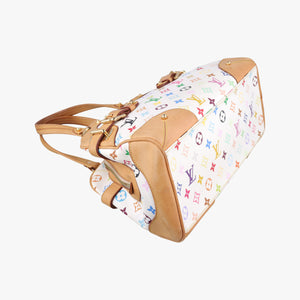 Pre-owned Louis Vuitton CLAUDIA white Monogram Multicolor M40193 handbag | stylenewstar