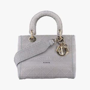 Vintage Christian Dior Lady Dior D-lite Grey Jacquard  shoulderbag | stylenewstar