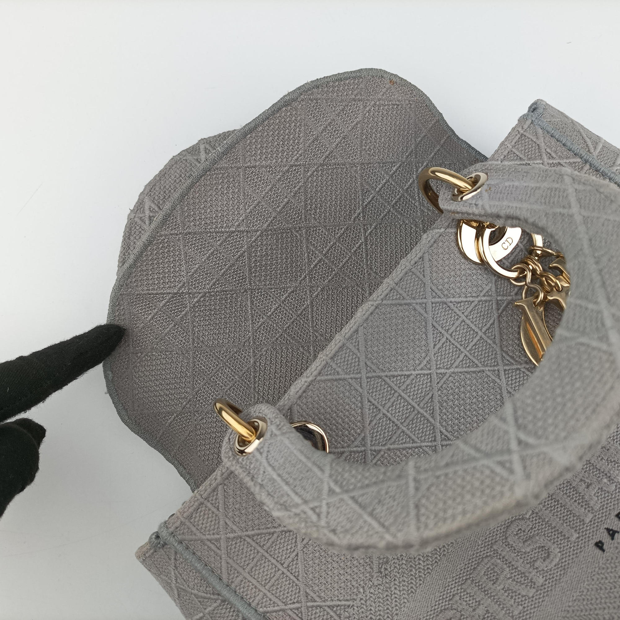 Vintage Christian Dior Lady Dior D-lite Grey Jacquard  shoulderbag | stylenewstar