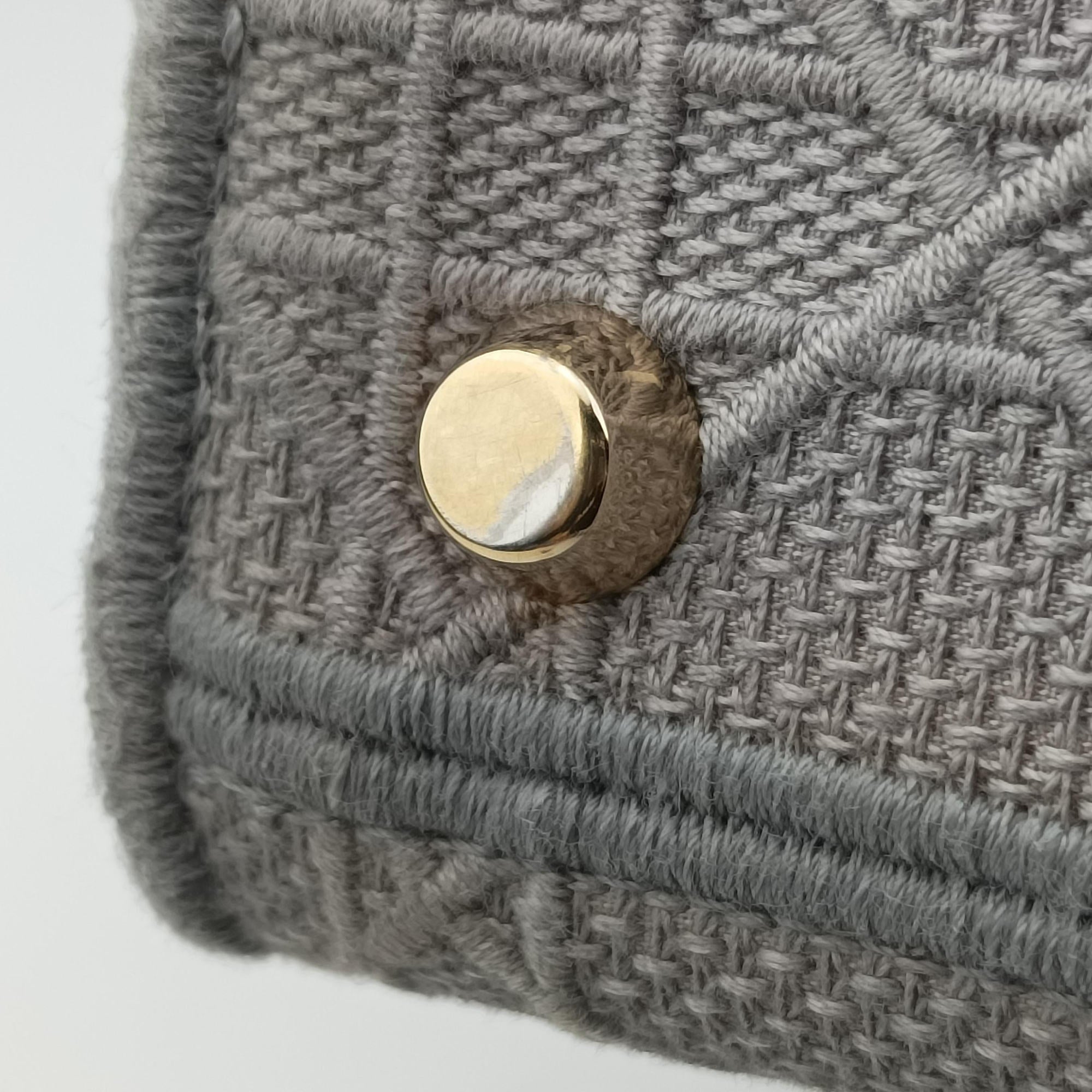 Vintage Christian Dior Lady Dior D-lite Grey Jacquard  shoulderbag | stylenewstar