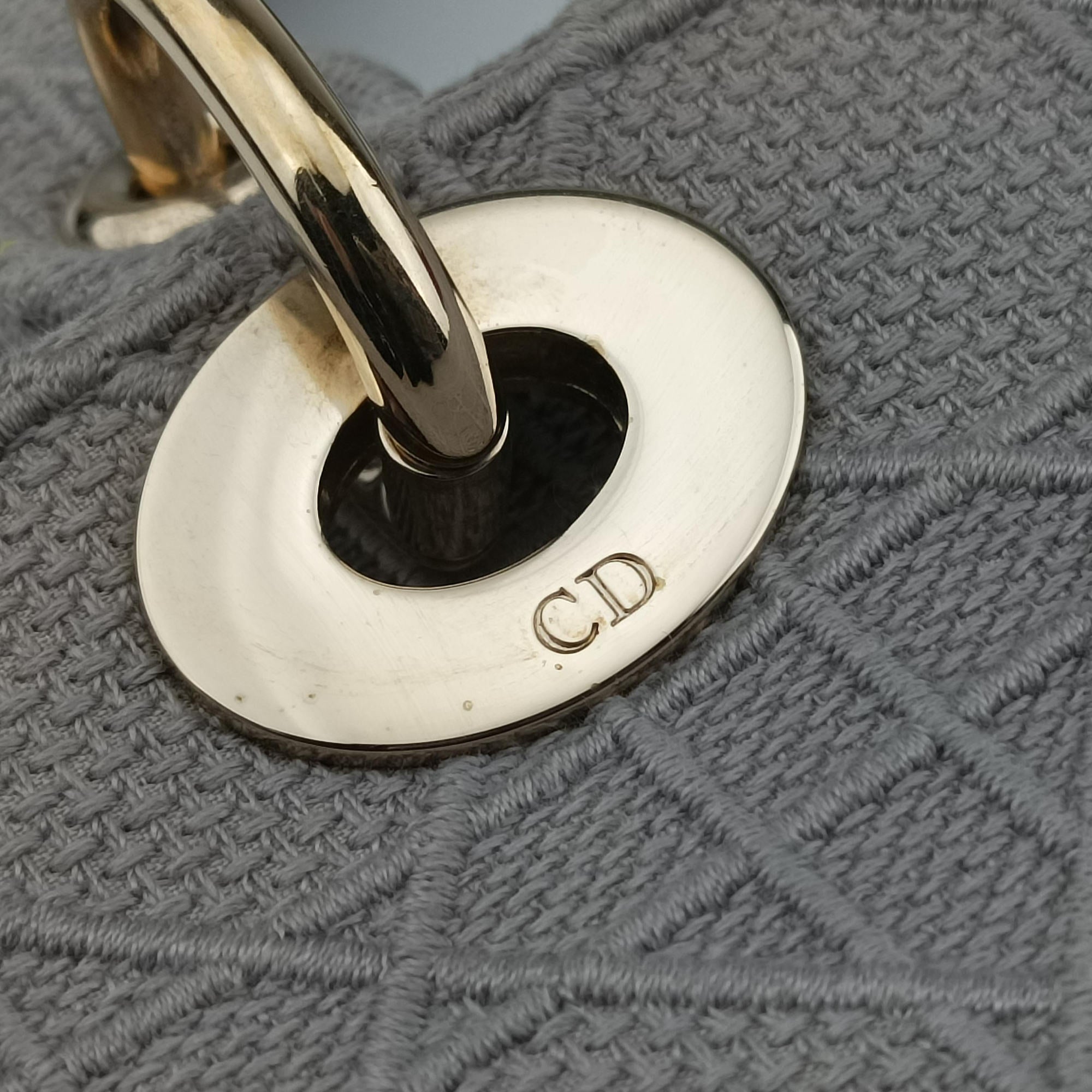 Vintage Christian Dior Lady Dior D-lite Grey Jacquard  shoulderbag | stylenewstar