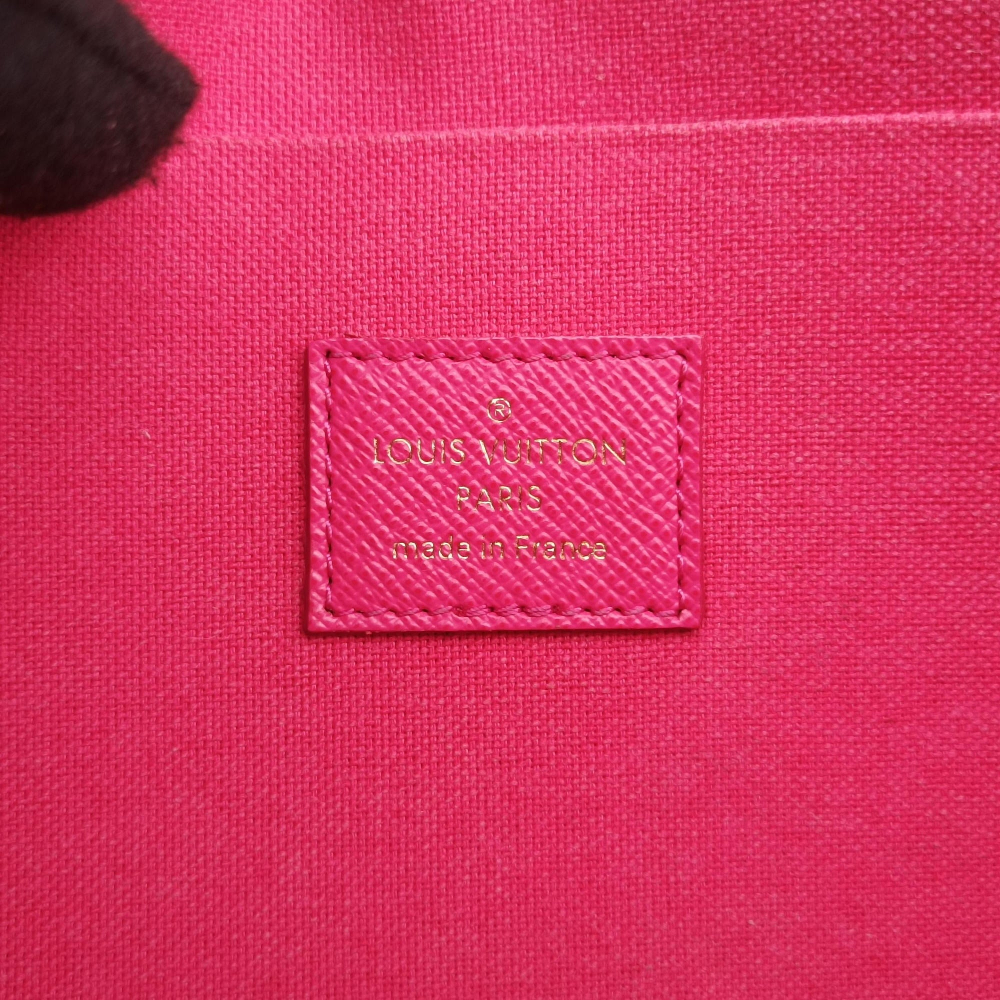 Pre-owned Louis Vuitton Love Lock Pochette Felicie Brown Monogram × Fuchsia Monogram PVC Coated Canvas M63999 shoulderbag | stylenewstar