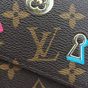 Pre-owned Louis Vuitton Love Lock Pochette Felicie Brown Monogram × Fuchsia Monogram PVC Coated Canvas M63999 shoulderbag | stylenewstar