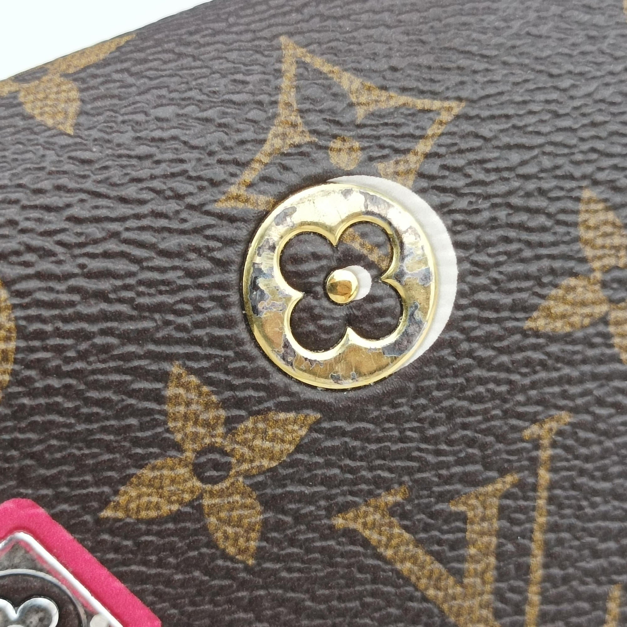 Pre-owned Louis Vuitton Love Lock Pochette Felicie Brown Monogram × Fuchsia Monogram PVC Coated Canvas M63999 shoulderbag | stylenewstar