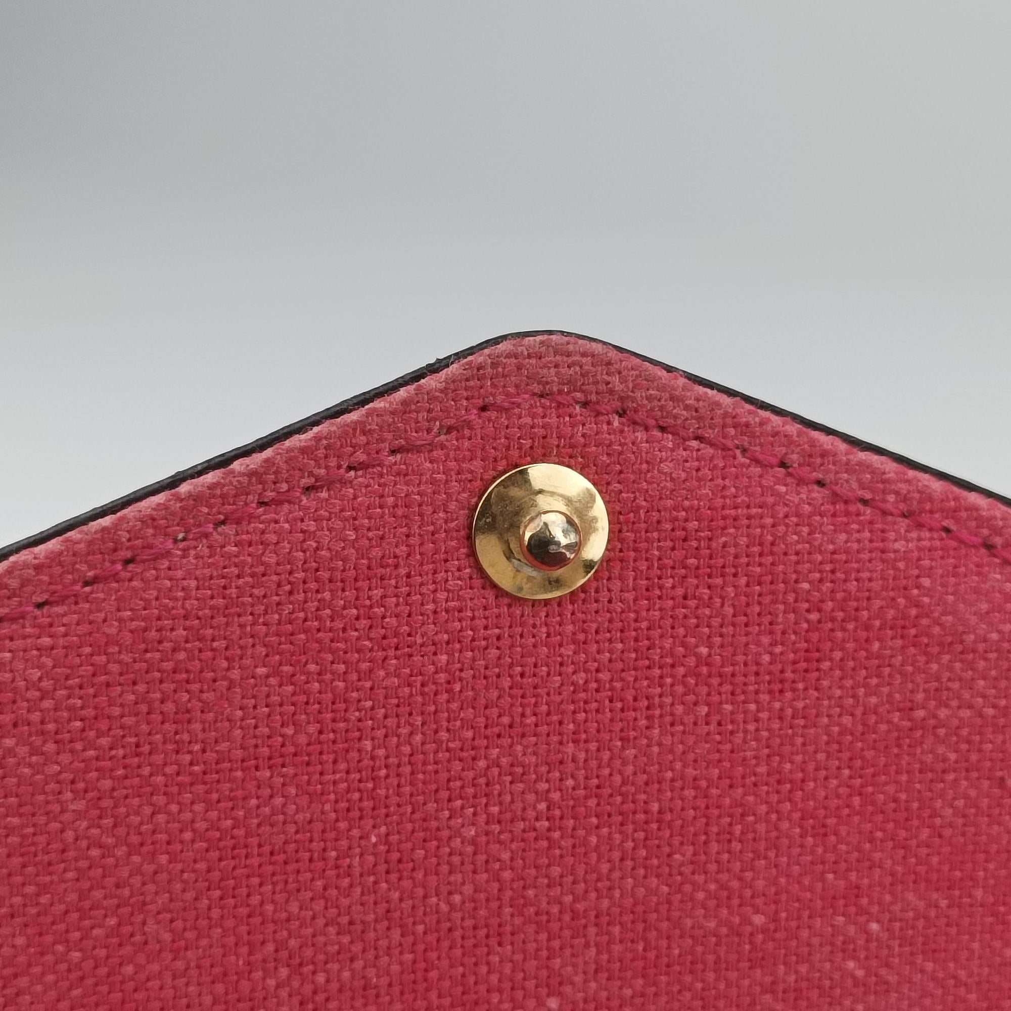 Pre-owned Louis Vuitton Love Lock Pochette Felicie Brown Monogram × Fuchsia Monogram PVC Coated Canvas M63999 shoulderbag | stylenewstar