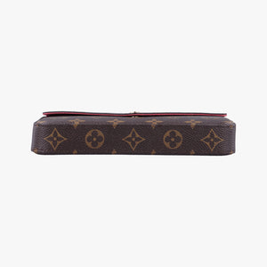 Pre-owned Louis Vuitton Love Lock Pochette Felicie Brown Monogram × Fuchsia Monogram PVC Coated Canvas M63999 shoulderbag | stylenewstar