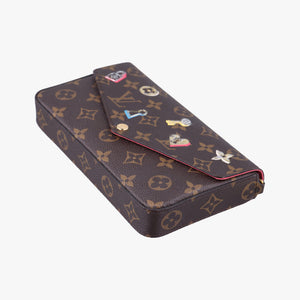 Pre-owned Louis Vuitton Love Lock Pochette Felicie Brown Monogram × Fuchsia Monogram PVC Coated Canvas M63999 shoulderbag | stylenewstar