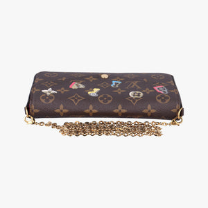 Pre-owned Louis Vuitton Love Lock Pochette Felicie Brown Monogram × Fuchsia Monogram PVC Coated Canvas M63999 shoulderbag | stylenewstar
