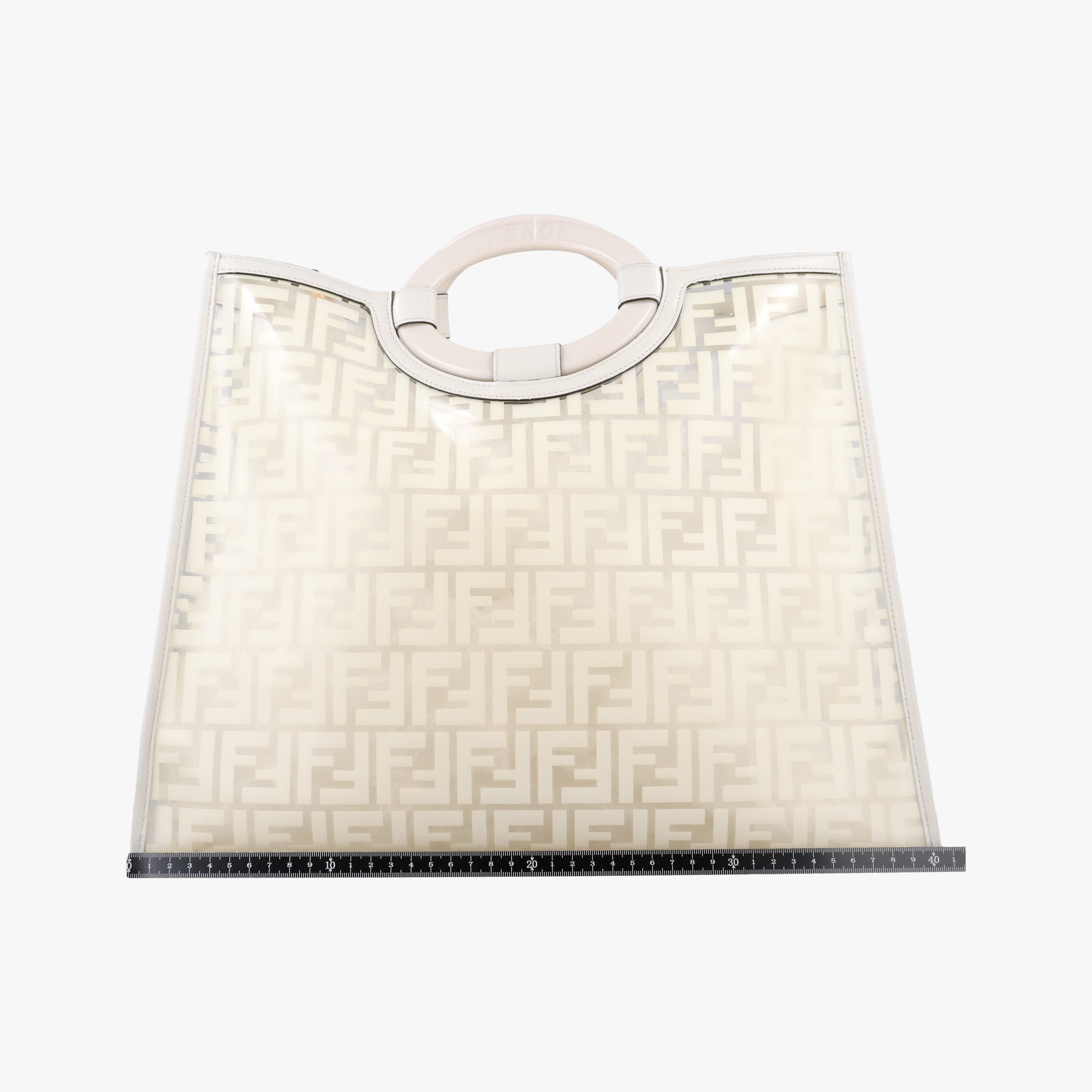 Pre-owned Fendi Runaway Shopper White PVC coated canvas 8BH360 shoulderbag | stylenewstar