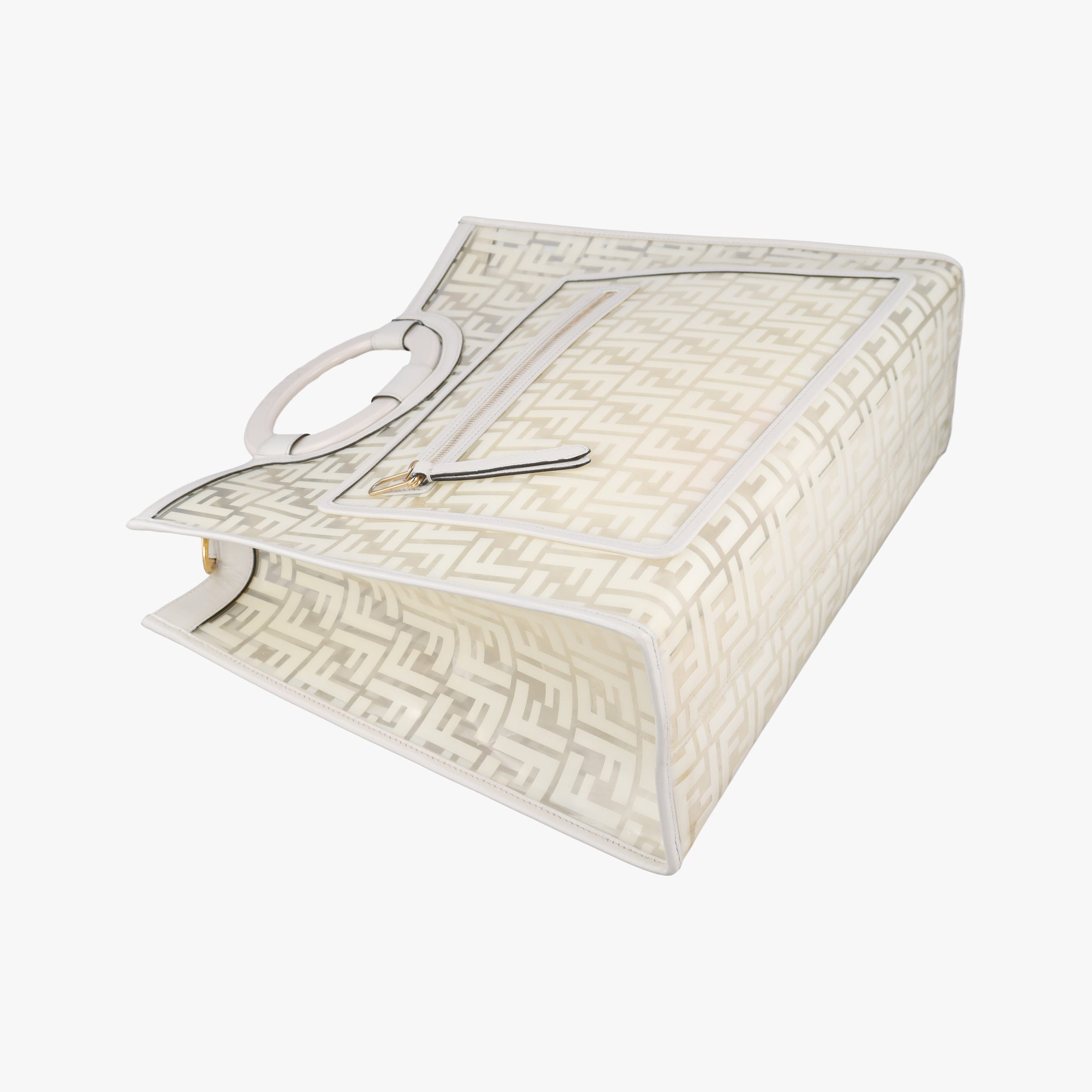 Pre-owned Fendi Runaway Shopper White PVC coated canvas 8BH360 shoulderbag | stylenewstar