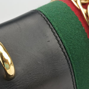 Pre-owned Gucci Sylvie Black×green×red Leather 421882 shoulderbag | stylenewstar