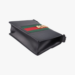 Pre-owned Gucci Sylvie Black×green×red Leather 421882 shoulderbag | stylenewstar