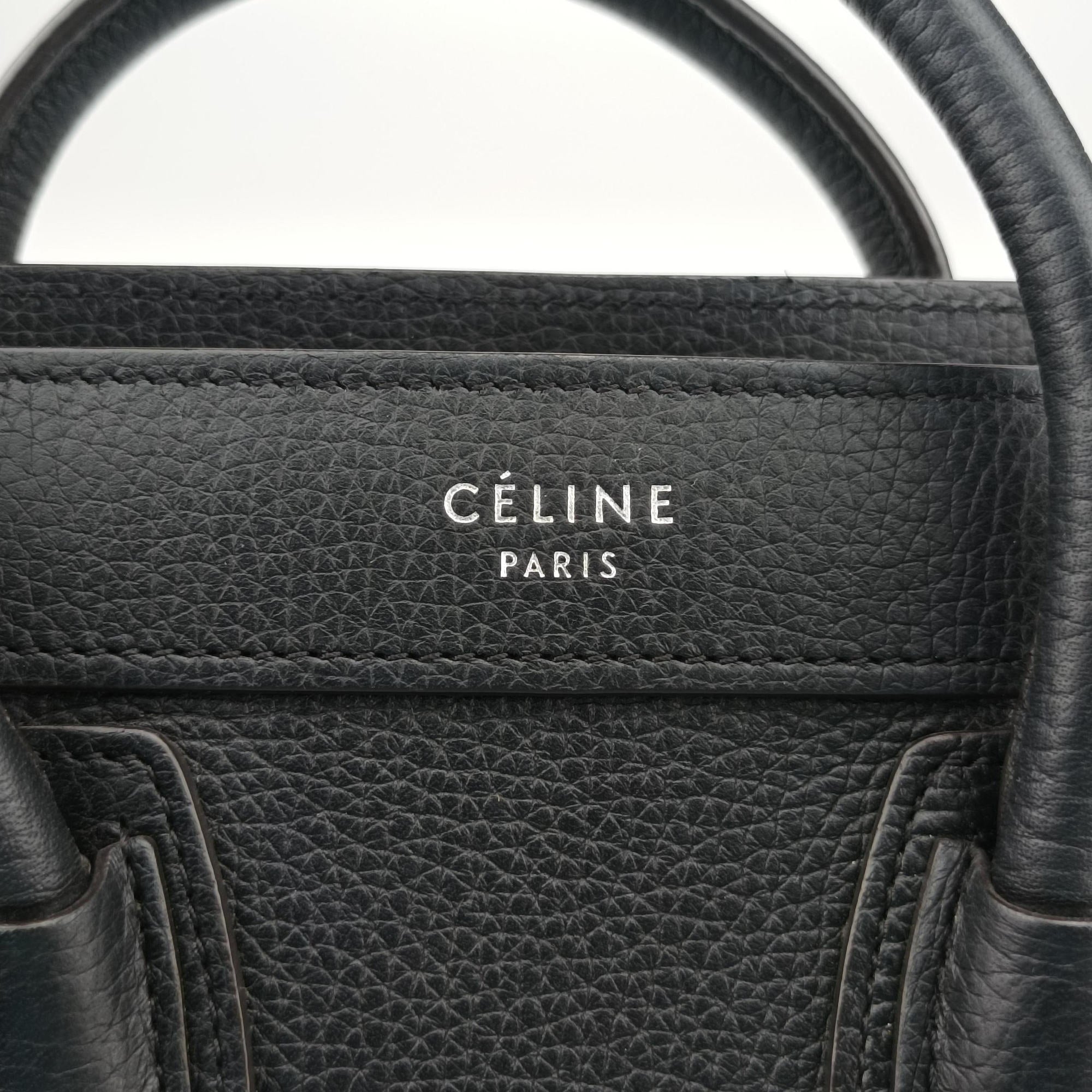 Vintage Celine Luggage nano Shopper Black Leather  shoulderbag | stylenewstar