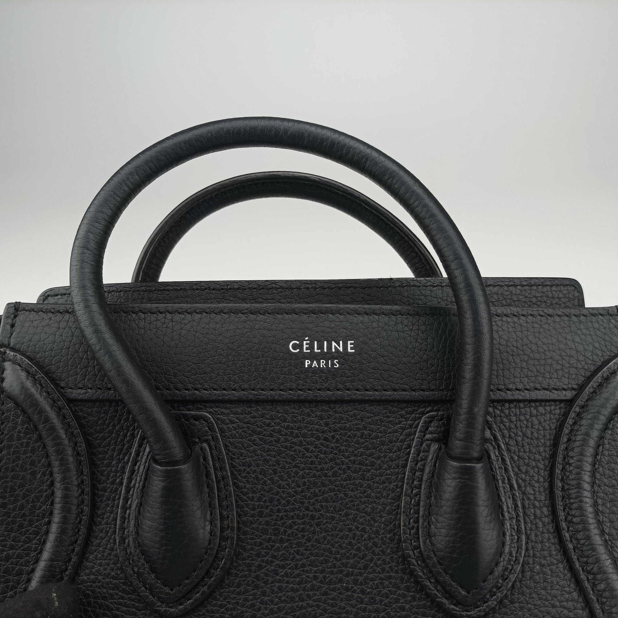 Vintage Celine Luggage nano Shopper Black Leather  shoulderbag | stylenewstar