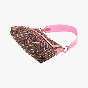 Pre-owned Fendi Zucca Chef Brown x Pink canvas 8BR445 shoulderbag | stylenewstar