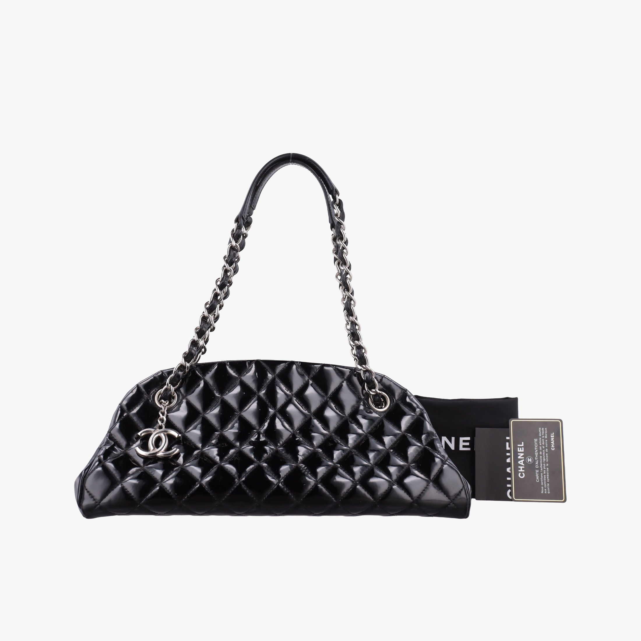 Secondhand Chanel Mademoiselle Bowling Black Patent leather A50557 shoulderbag | stylenewstar