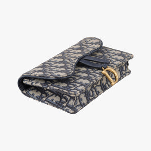 Pre-owned Christian Dior Saddle Navy×Gray Jacquard  bum bag/waist bag | stylenewstar