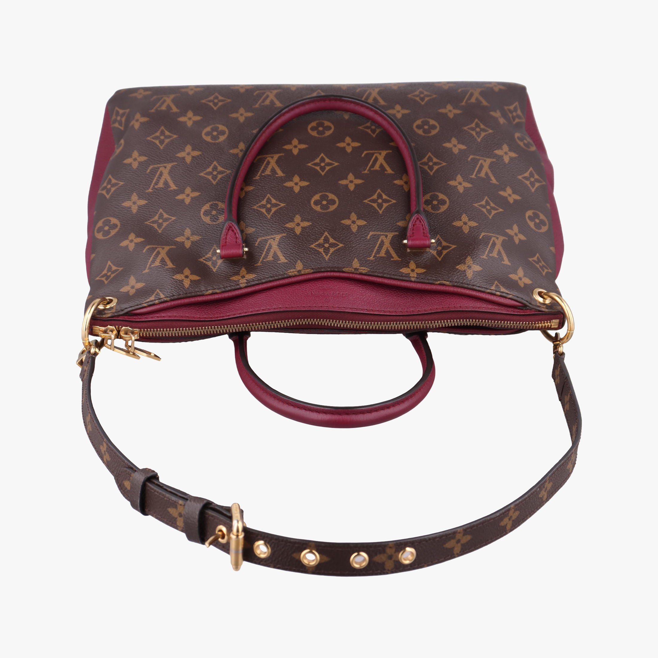Pre-owned Louis Vuitton PALLAS Brown×RAISIN Monogram Canvas×calf leather M42810 shoulderbag | stylenewstar