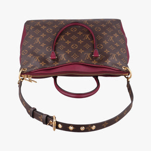 Pre-owned Louis Vuitton PALLAS Brown×RAISIN Monogram Canvas×calf leather M42810 shoulderbag | stylenewstar