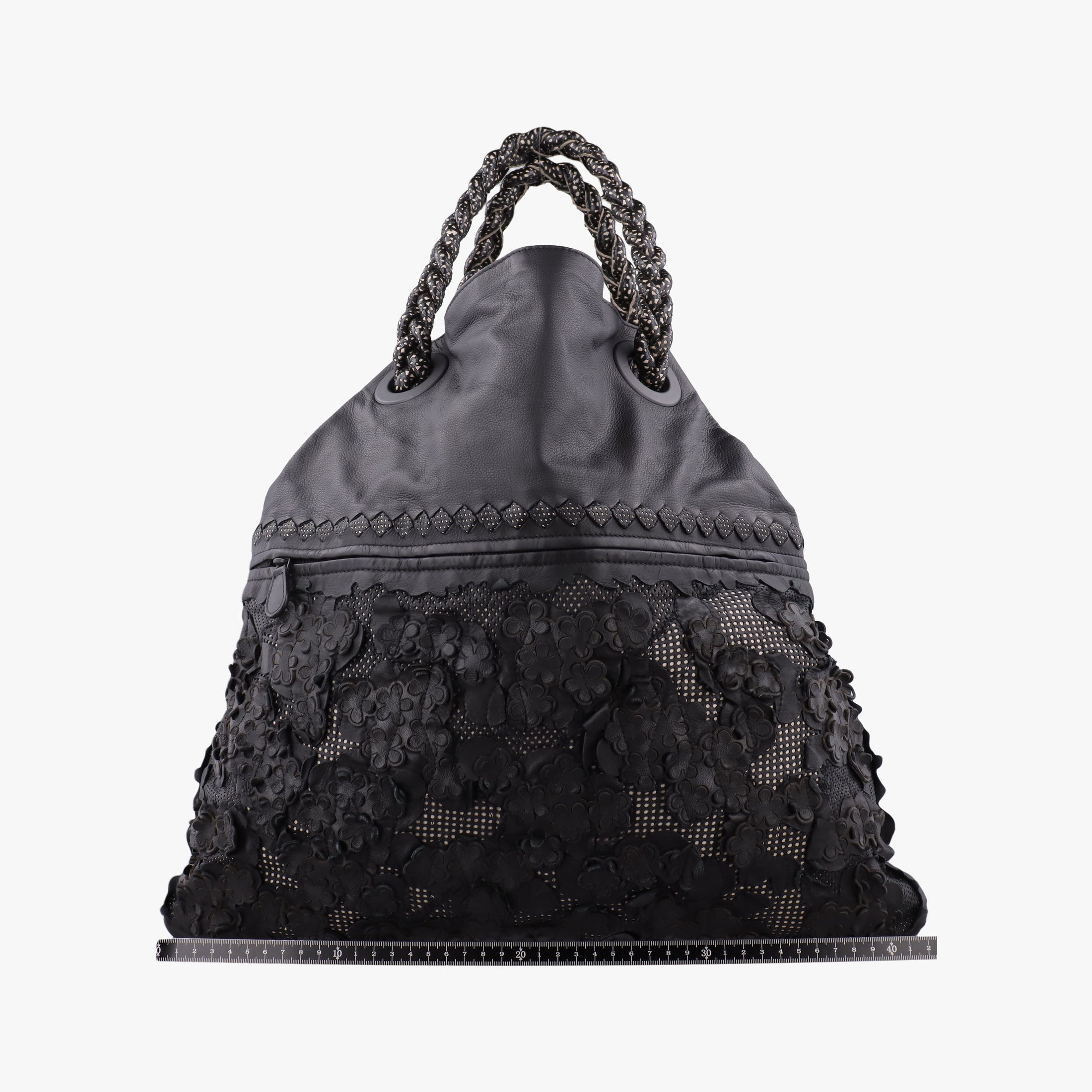 Vintage Bottega Veneta Laser-cut Floral Applique Limited Edition Black Leather  handbag | stylenewstar