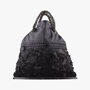 Vintage Bottega Veneta Laser-cut Floral Applique Limited Edition Black Leather  handbag | stylenewstar