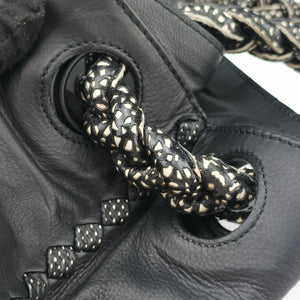 Vintage Bottega Veneta Laser-cut Floral Applique Limited Edition Black Leather  handbag | stylenewstar