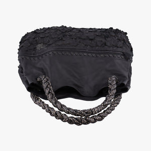 Vintage Bottega Veneta Laser-cut Floral Applique Limited Edition Black Leather  handbag | stylenewstar