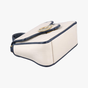 Pre-owned Gucci GG Marmont White×navy Leather 583571 shoulderbag | stylenewstar