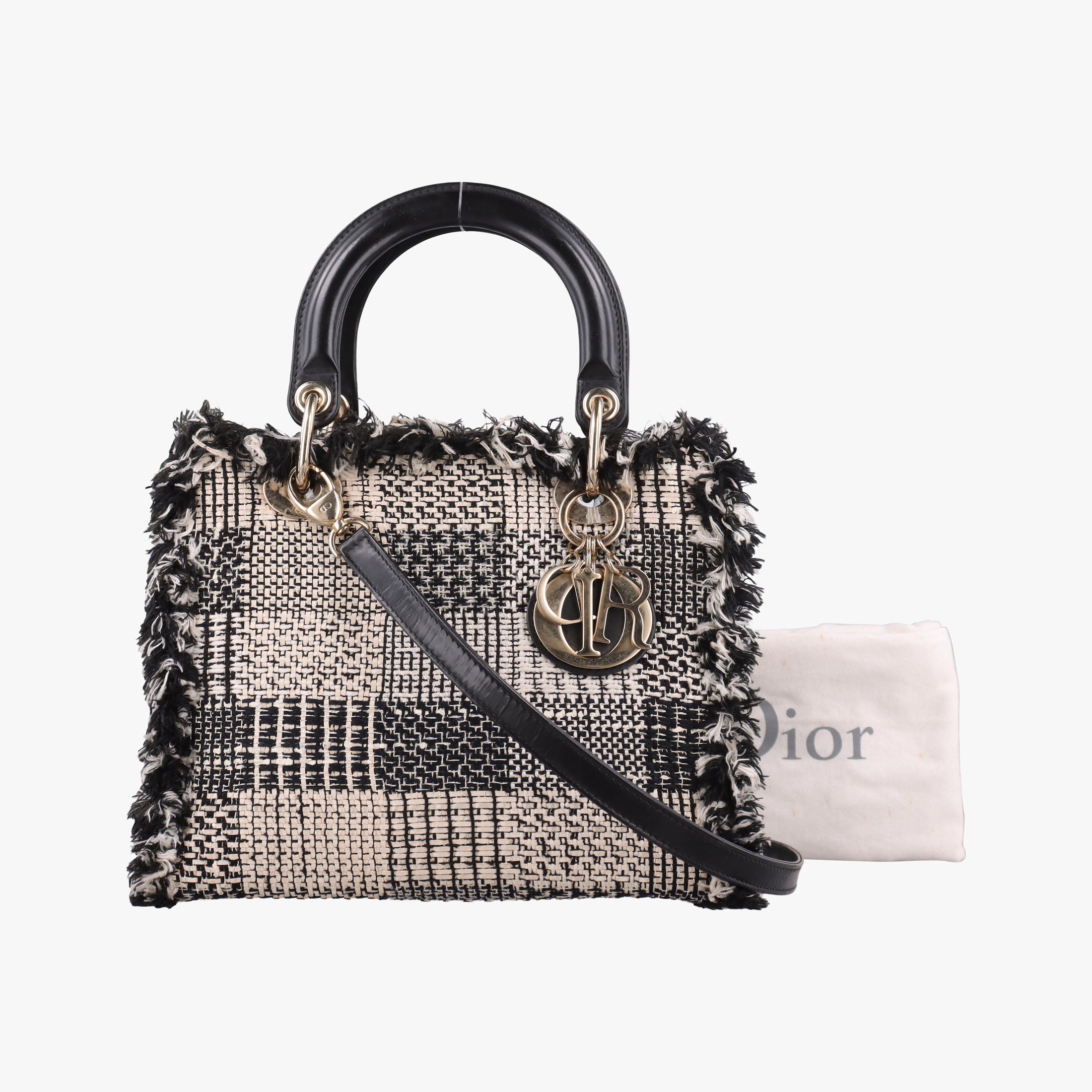 Pre-owned Christian Dior Lady Dior Beige×Multicolour Tweed  shoulderbag | stylenewstar