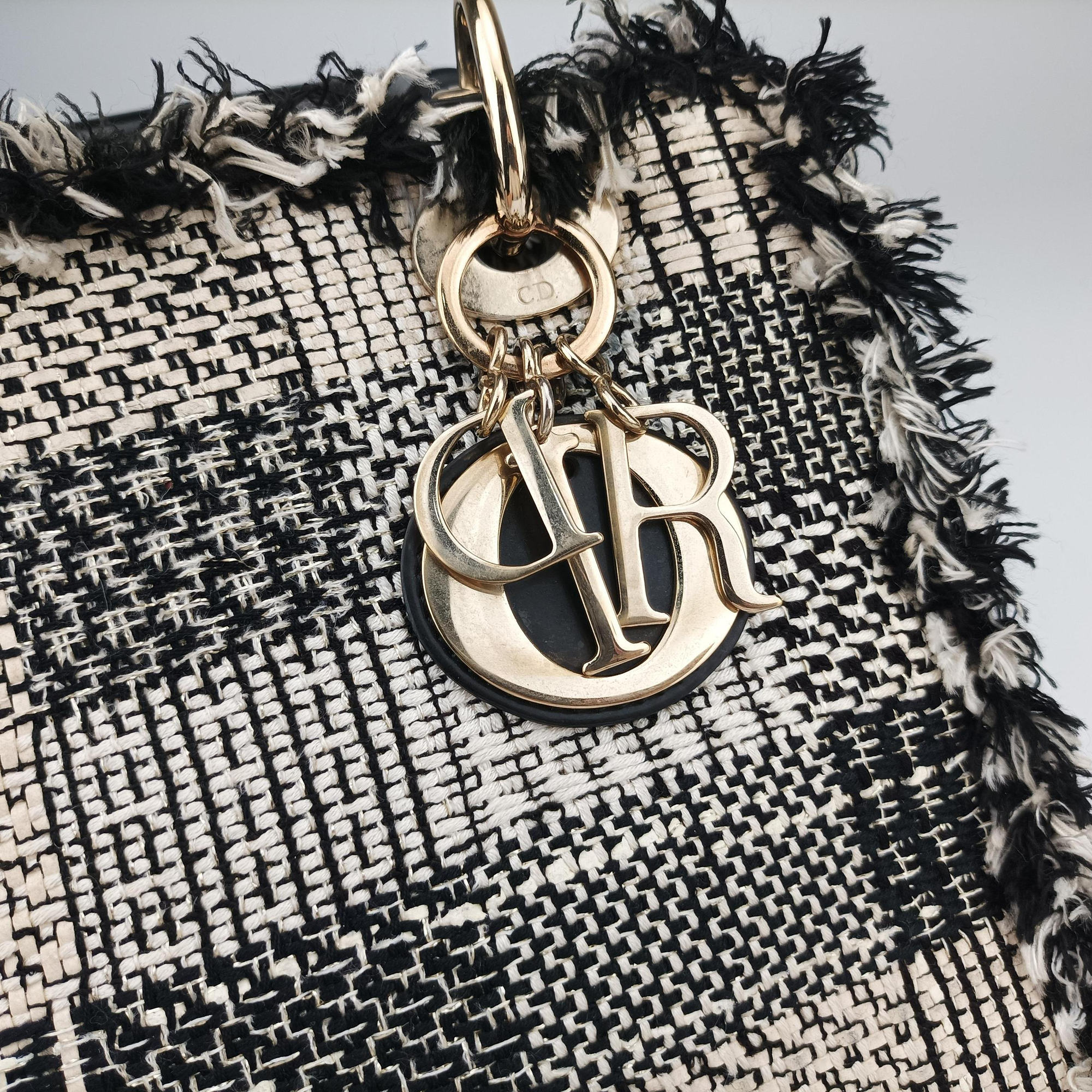 Pre-owned Christian Dior Lady Dior Beige×Multicolour Tweed  shoulderbag | stylenewstar