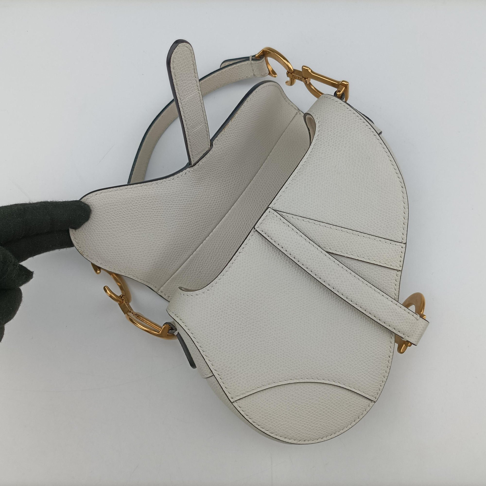 Vintage Christian Dior Saddle White Leather  handbag | stylenewstar
