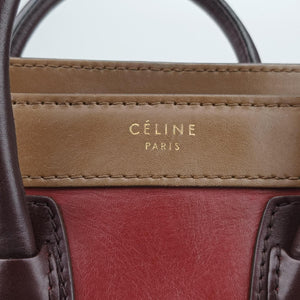 Vintage Celine luggage nano shopper Black× burgundy ×Brown Leather  shoulderbag | stylenewstar