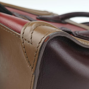 Vintage Celine luggage nano shopper Black× burgundy ×Brown Leather  shoulderbag | stylenewstar