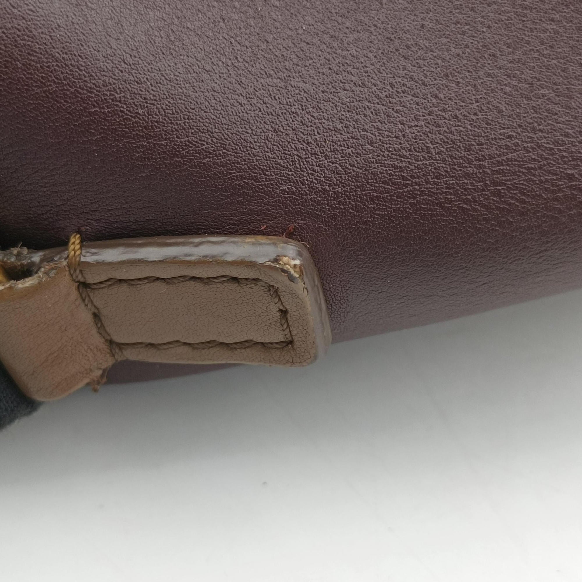Vintage Celine luggage nano shopper Black× burgundy ×Brown Leather  shoulderbag | stylenewstar