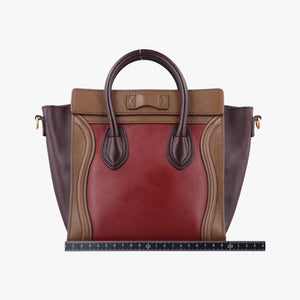 Vintage Celine luggage nano shopper Black× burgundy ×Brown Leather  shoulderbag | stylenewstar