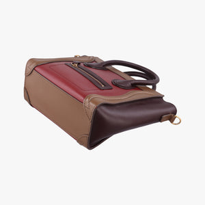 Vintage Celine luggage nano shopper Black× burgundy ×Brown Leather  shoulderbag | stylenewstar
